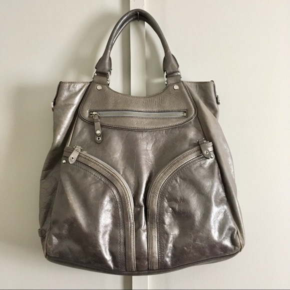 Cole Haan Handbags - Cole Haan Large shoulder bag metallic Leather Gray